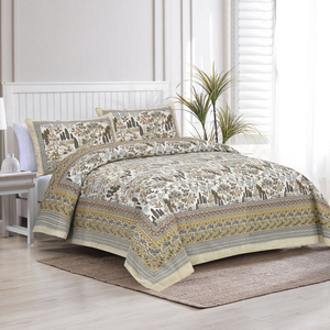 Beautiful Simple Plant Cotton <b>Bed</b> Cover Hand Block Printed Indian Handmade Boho Bedding Set 300tc Fade Resistant All-Season - Product Image 1