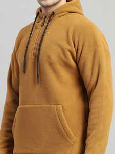 <b>Men's</b> Hooded Fleece Tracksuit <b>Set</b> Solid Color <b>Thermal</b> Winter Casual Wear 100% Polyester Knitted Sweatshirt and Pants - Product Image 5