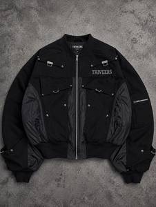 Chaqueta Bomber de Mezclilla Negra Premium para Hombre TR-DJ-015, con Múltiples Bolsillos, Estilo Urbano, Informal, Moda 2026 - Product Image 1