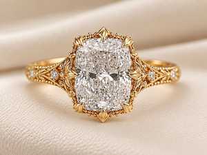 Anillo de Compromiso con Diamante Cultivado en Laboratorio de Corte Cojín Alargado de 5 Quilates, Oro Sólido de 10K, 14K, 18K, Joyería Fina, Certificado IGI, Color E, para Mujer - Product Image 1