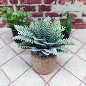 Accesorios para casa de muñecas en miniatura, adorno en maceta de imitación de planta verde escarchada blanca de corcho, decoración en miniatura para mayores de 14 años - Product Image 3