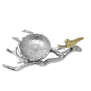 Bol décoratif en aluminium de forme unique, plaqué or, texture gaufrée, moderne et élégant, bol de service japonais, best-seller - Product Image 4