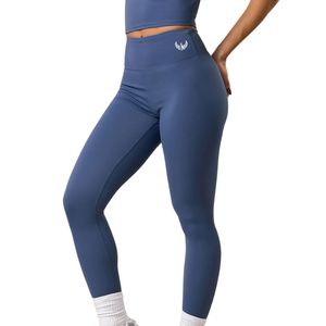 Legging femme bleu acier taille haute extensible sculptant pour le fitness, le sport et la gym - Product Image 2