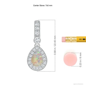 Collar con Colgante de Oro de 14k, Ópalo de Fuego en Forma de Pera de 6x4mm y Diamante G-H en Forma de Lágrima, Joyería Fina - Product Image 3