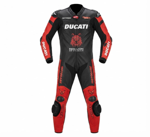 Combinaison de moto Rucati Premium Leather MotoCP Racing 1 pièce, équipement de conduite avec bosse niveau 2 CE, sur mesure - Product Image 1