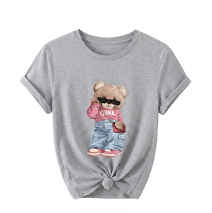 Camiseta de Cuello Redondo para Mujer, Transpirable, de Secado Rápido, Estilo Casual, Estampada, Método de Impresión por Transferencia de Calor, Manga Corta - Product Image 1