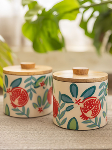 Pot à épices en bois naturel artisanal, écologique, avec couvercle en bois, motif feuille rétro, revêtement émaillé, récipient de stockage hermétique pour la cuisine - Product Image 5