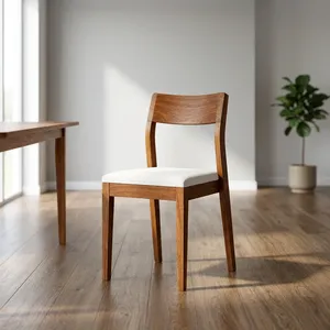 Modern Wooden Dining <b>Chair</b> with <b>Cushioned</b> <b>Seat</b> | Solid Wood Accent <b>Chair</b> <b>for</b> Dining Room <b>Kitchen</b> Cafe Restaurant Home Office - Product Image 6