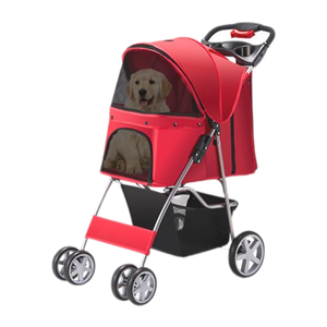 Cochecito de lujo plegable de cuatro ruedas para mascotas, para viajes al aire libre, dosel ajustable y almacenamiento para mascotas, - Product Image 6