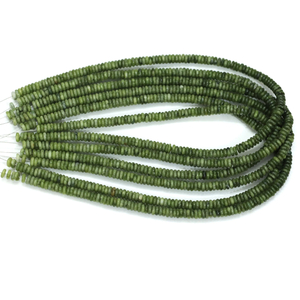 Perles plates en quartz vert olive, perles Heishi en quartz vert lisse | Fournitures de fabrication de bijoux en gros | Fil de 15 pouces - Product Image 2