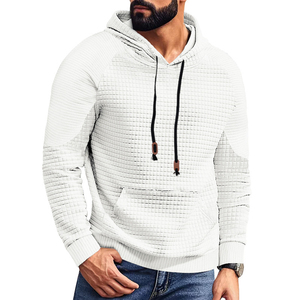 Sweat-shirt à capuche surdimensionné en tricot pour homme avec poche kangourou, en coton texturé et laine, personnalisé - Product Image 2