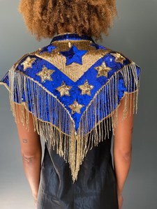 New Luxurious Shiny Long Fringe Hand Beaded <b>Sequins</b> Gold <b>Plus</b> <b>Size</b> Autumn Prom Party Women Evening <b>Top</b> Poncho - Product Image 2