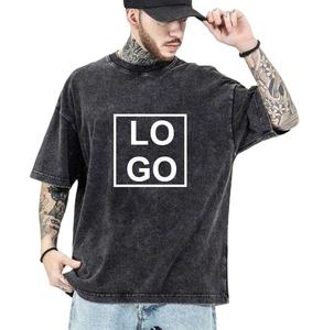 Camiseta personalizada con logotipo de algodón orgánico al por mayor, camiseta de gran tamaño con hombros caídos, camiseta de alta calidad, camiseta lavada con ácido en blanco para hombre - Product Image 1