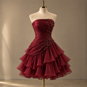 elegante vestido de noche color borgoña - Product Image 1