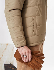 Blouson matelassé léger pour homme, résistant à l'eau, coupe-vent personnalisé, à capuche, fermeture éclair, tricoté, uni, streetwear, écologique - Product Image 4