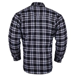 <b>Men's</b> Full Sleeve Plaid Flannel <b>Shirt</b> Windproof Cotton Motorcycle Armor Protection Black White Checkered Design Autumn Wear - Product Image 6