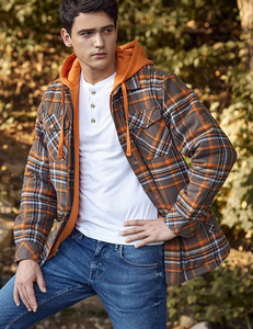 Veste à capuche unisexe grande taille en toile patchwork matelassée, doublée polaire sherpa à carreaux – Meilleure vente - Product Image 3