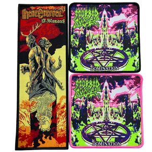 Patchs tissés découpés Warpig Snaggletooth Rock Band Born Lose Live Win Bordure brodée Écologique Alphabet floral - Product Image 2