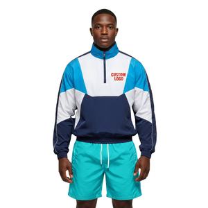 Chaqueta Cortavientos Impermeable Personalizada para Hombre, Traje Deportivo Corto con Paneles, Logotipo Bordado, Chaqueta Deportiva con Capucha de Nailon, Estilo Urbano, Talla Grande - Product Image 3