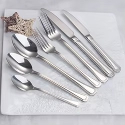 Ensemble de couverts en acier inoxydable à manche épais, poli miroir, écologique, robuste, personnalisable OEM&ODM (cuillère et fourchette) - Product Image 5
