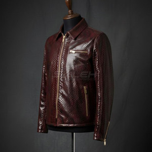 Detailed Textured Design And Durable Finish For Modern Clothing Embossed <b>Leather</b> <b>Jacket</b> Made In Pakistan - Product Image 3