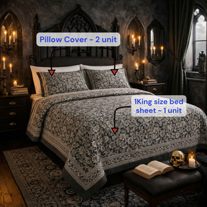 Premium Jaipur Hand Block Print Non Toxic Dye Bedsheet <b>King</b> <b>Size</b> Pure Cotton 108x90 Inches Breathable Skin Flowers Hospital - Product Image 6