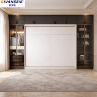 Ensemble de chambre à coucher modulaire GIVANSSIE de luxe moderne, taille King/Queen, cadre en bois de pin, rangement intégré, design convertible, lit gain de place