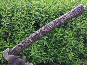 Norse Design Tomahawk <b>Axe</b> Forged Steel Wood <b>Handle</b> 18-19 Inch Survival Tool Custom Engraved Pattern Viking Style - Product Image 6