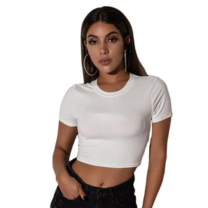 Camiseta corta de talla grande con color personalizado y MOQ bajo, precio al por mayor, camiseta corta para mujer en venta - Product Image 1