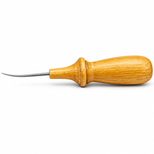 Punzón de costura de cuero con mango de madera, punta larga de acero inoxidable, mango marrón natural, herramienta para joyería y artesanía en cuero ZETOMEDPR - Product Image 1