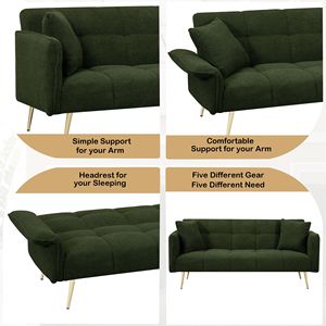70.1\" Convertible <b>Double</b> Sofa <b>Bed</b> with <b>Folding</b> Armrests Futon Style for Living Rooms and Small Spaces - Product Image 5