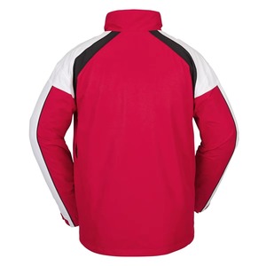 Men's Red Soft Shell <b>Jacket</b> Windproof Zip Fly Stand Collar Color Blocked Outdoor Wear Regular Fit - Product Image 2