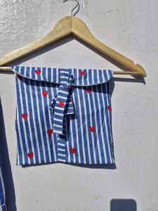 Ensemble pyjama en coton à rayures et imprimé cœur pour femme – Chemise boutonnée et pantalon à taille élastique - Product Image 4