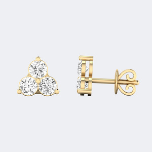 0.50 CTW Round Brilliant Cut Diamond Three-<b>Stone</b> Prong Stud Earrings - Product Image 1