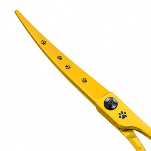 Tijeras Profesionales para Adelgazar el Cabello, Color Amarillo, Acero Inoxidable, Hojas Afiladas, para Diestros, Mango de Plástico con Diseño de Huella de Pata - Product Image 4