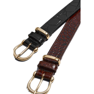 Cinturón de cuero de vaca marrón con acabado natural Hebilla de acero ecológica Accesorios de estilo vintage de lujo para hombres Hecho EN LA India - Product Image 4