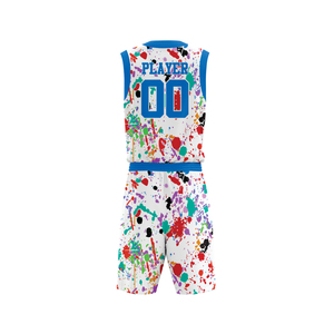 Custom Neon <b>Paint</b> Splatter Breathable Sleeveless Basketball Uniform Premium Sublimation 100% Polyester Sports Apparel - Product Image 2