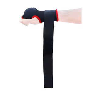 <b>Black</b> Red Leather Boxing Inner Gloves Open Finger Padded Hand <b>Wraps</b> with Wrist Support Safety Custom Logo Training Gear - Product Image 2