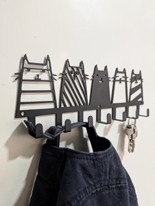 Cute Cat Design Metal <b>Wall</b> Key Holder Rack, Laser Cut Sheet Steel Key Organizer <b>Hooks</b> for Home Entryway Decor - Product Image 4