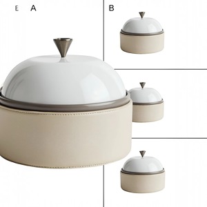 Casserole minimaliste en cuir avec couvercle en métal sculpté, idéale pour le bureau, la cantine, la restauration et la présentation élégante des aliments. - Product Image 3