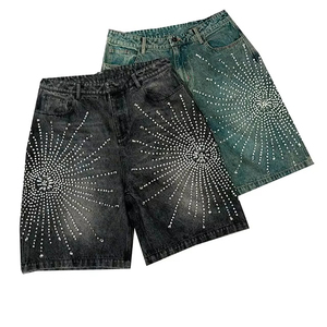 New Arrival High Quality Casual Mid Waist <b>Men</b> Denim Short Jeans Street Wear Custom Logo Solid Color 100% Cotton Elastic Waist - Product Image 4