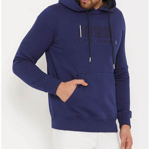 Sweat-shirt à capuche bleu marine pour homme, coupe classique, en coton, décontracté, avec poche avant, imprimé code-barres, personnalisable - Product Image 2
