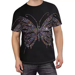 เสื้อยืดพลอยเทียมหรูหราสำหรับผู้ชายดีไซน์ระยิบระยับสวมใส่สบายสำหรับงานปาร์ตี้และสไตล์แฟชั่น - Product Image 1