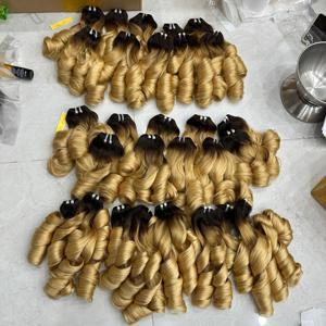 Extensions de cheveux humains vietnamiens vierges Remy, double trame, bouclés rebondissants Funmi, nuances orange, double densité, permanentés - Product Image 5