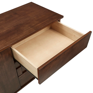 Teak Buffet Sideboard with Dual Cabinet Doors, Smooth Front <b>Drawers</b>, and Spacious Interior Shelving for <b>Organized</b> Storage Needs - Product Image 5