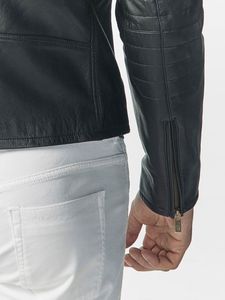 Veste Homme XL en Cuir Véritable de Vache Noir Uni, Style Vintage, Col Montant, Respirante, Fils Fins, Collection Automne 2026 - Product Image 1