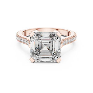 Beautiful Halo Solitaire <b>Ring</b> With Asscher Cut Lab Grown Diamond <b>Crafted</b> From Solid 14k Rose Gold GRA Certified Women Jewelry - Product Image 1