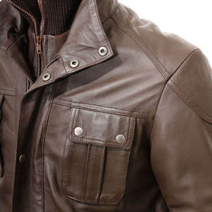 Chaqueta de Cuero con Cierre y Cuello Alto, Diseño Personalizado de Alta Calidad, Impermeable, Transpirable, Cálida para Invierno, Estilo Urbano para Hombre - Product Image 3