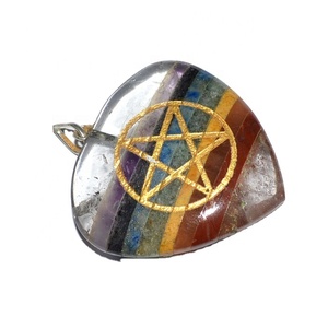 Comprar joyería de moda valor curativo Bonded Chakra grabado "Pentagram" Reiki colgantes con cristal de cuarzo para la venta - Product Image 1