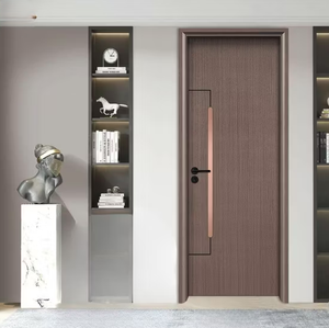 Puertas Interiores con Marcos de Madera Ecológica Decorativa Precolgada, WPC, Fácil Instalación, Color Madera, Resistentes al Agua para Dormitorio - Product Image 6